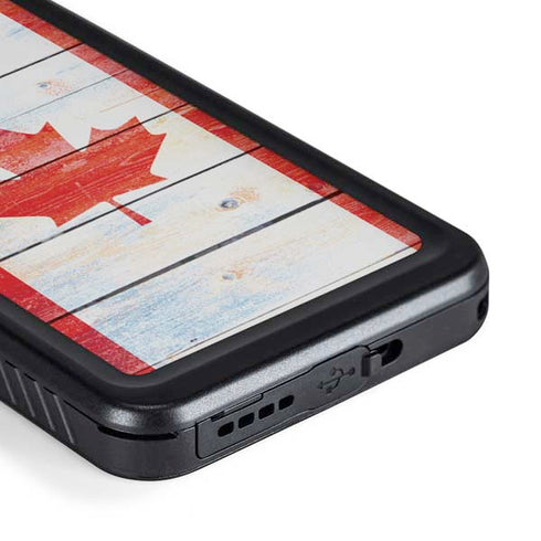 Canada Flag Light Wood Galaxy S23 Plus Waterproof Case
